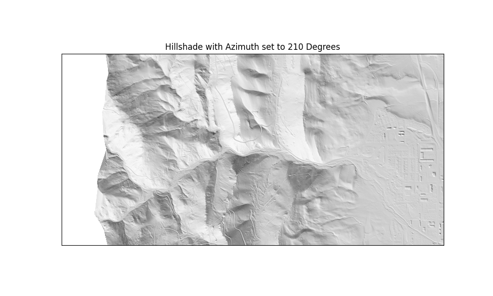 Hillshade with Azimuth set to 210 Degrees